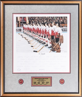 1972 Team Canada "OCanada" Team-Signed 35 Signature Limited-Edition PE Daniel Parry 36"x36" Framed Lithograph Including Bobby Clarke, Jean Ratelle, Gilbert, Esposito and Mikita (JSA)
